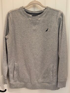 Boys Nautica Gray Crewneck Sweatshirt with Pockets (XL)